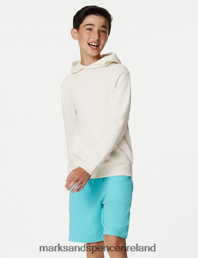 Marks & Spencer Kids Cotton Rich Plain Hoodie White Clothing 2VJ8DF8662