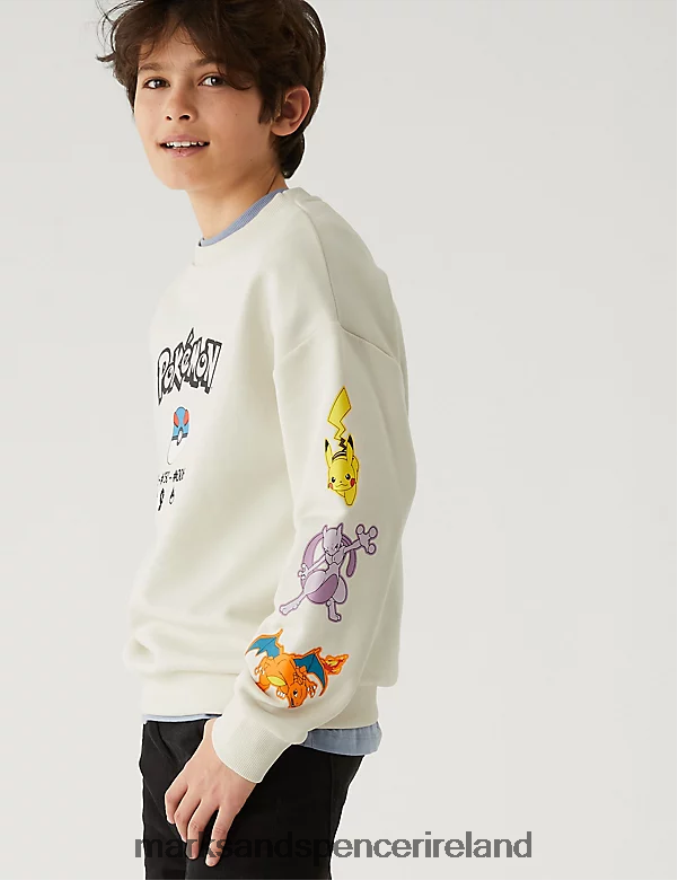 Marks & Spencer Kids Cotton Rich Pokemon Sweatshirt Stone Clothing 2VJ8DF8281