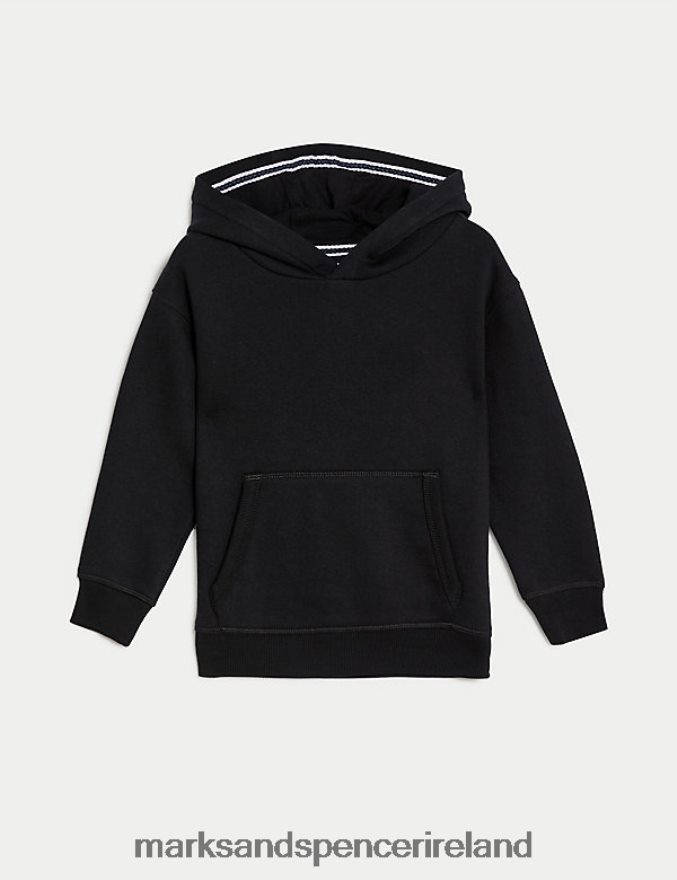 Marks & Spencer Kids Cotton Rich Pullover Hoodies Black Clothing 2VJ8DF7756