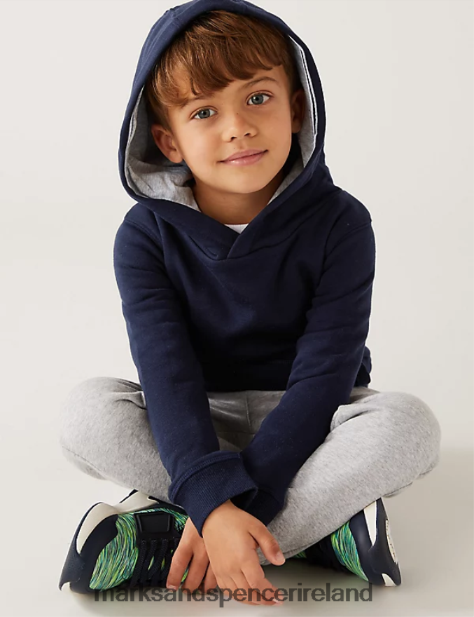 Marks & Spencer Kids Cotton Rich Pullover Hoodies Navy Clothing 2VJ8DF7547