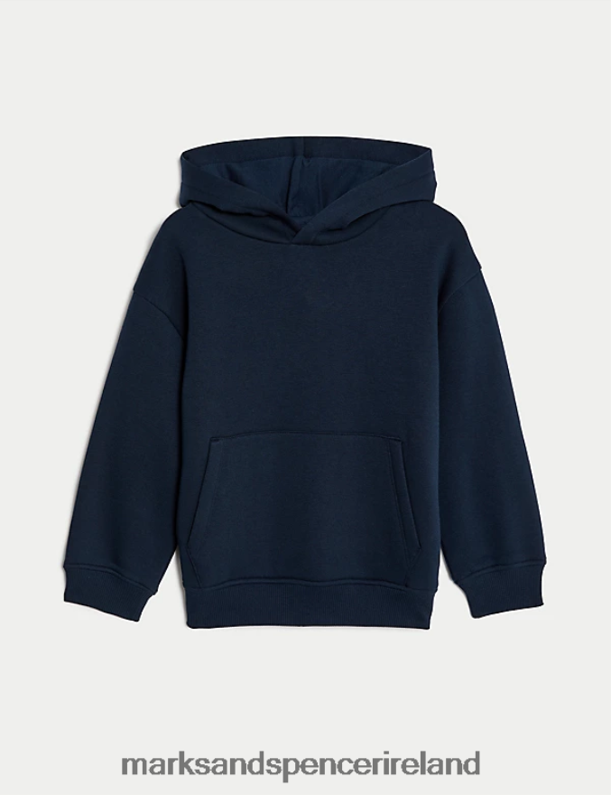 Marks & Spencer Kids Cotton Rich Pullover Hoodies Navy Clothing 2VJ8DF7547