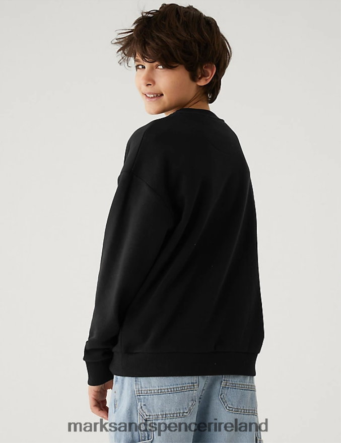 Marks & Spencer Kids Cotton Rich Stranger Things Sweatshirt Black Clothing 2VJ8DF8173