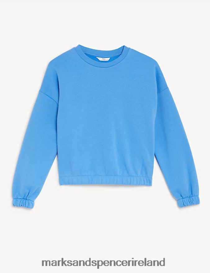 Marks & Spencer Kids Cotton Rich Sweatshirt Blue Clothing 2VJ8DF9313