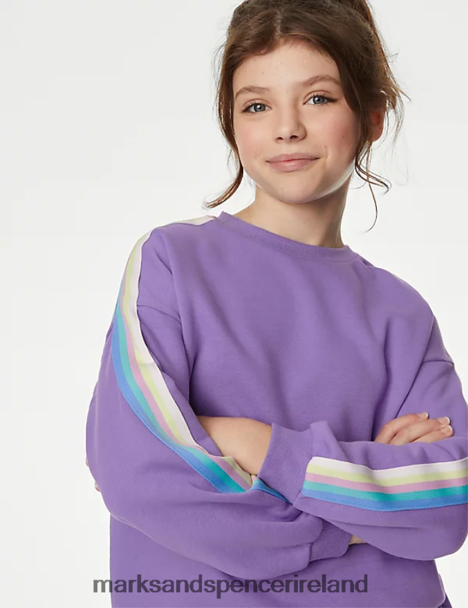 Marks & Spencer Kids Cotton Rich Sweatshirt Purple Clothing 2VJ8DF9037
