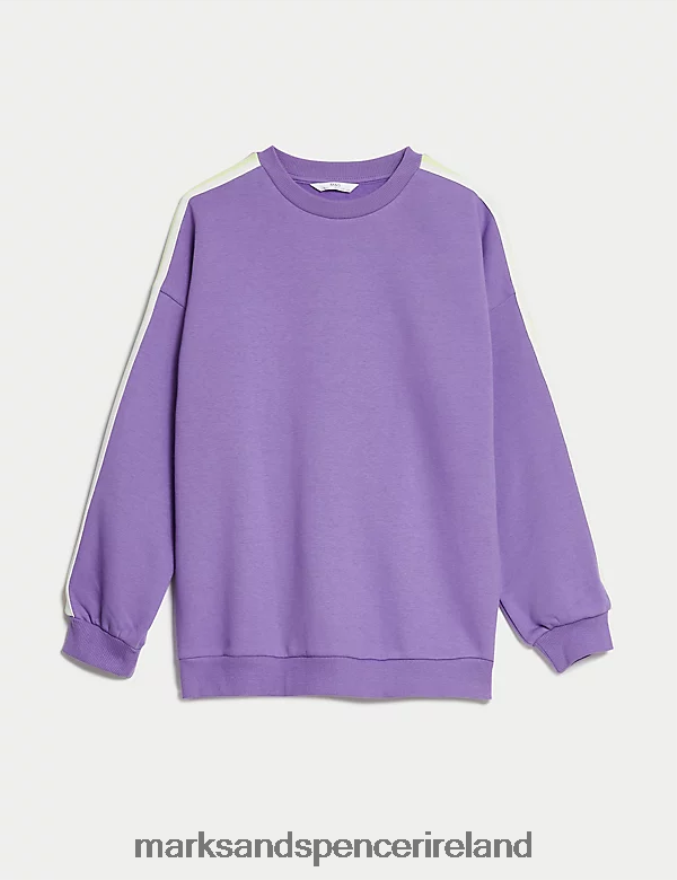 Marks & Spencer Kids Cotton Rich Sweatshirt Purple Clothing 2VJ8DF9037