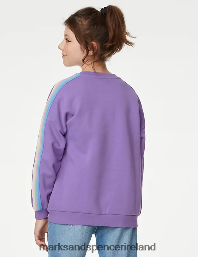 Marks & Spencer Kids Cotton Rich Sweatshirt Purple Clothing 2VJ8DF9037