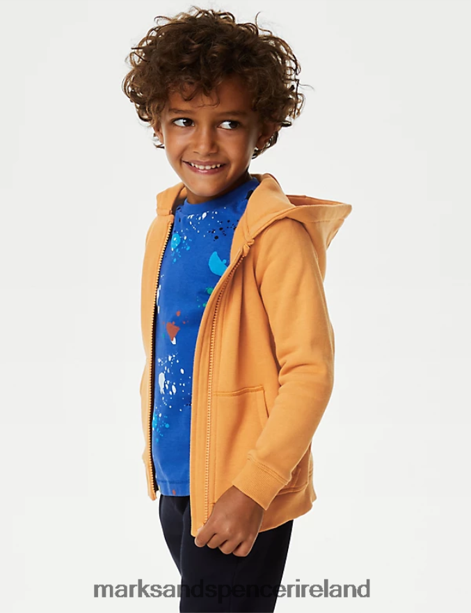 Marks & Spencer Kids Cotton Rich Zip Hoodie Gold Clothing 2VJ8DF8142