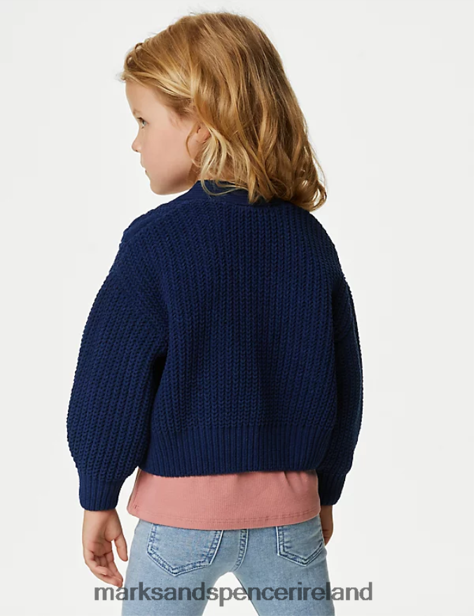 Marks & Spencer Kids Knitted Cardigan Navy Clothing 2VJ8DF9104