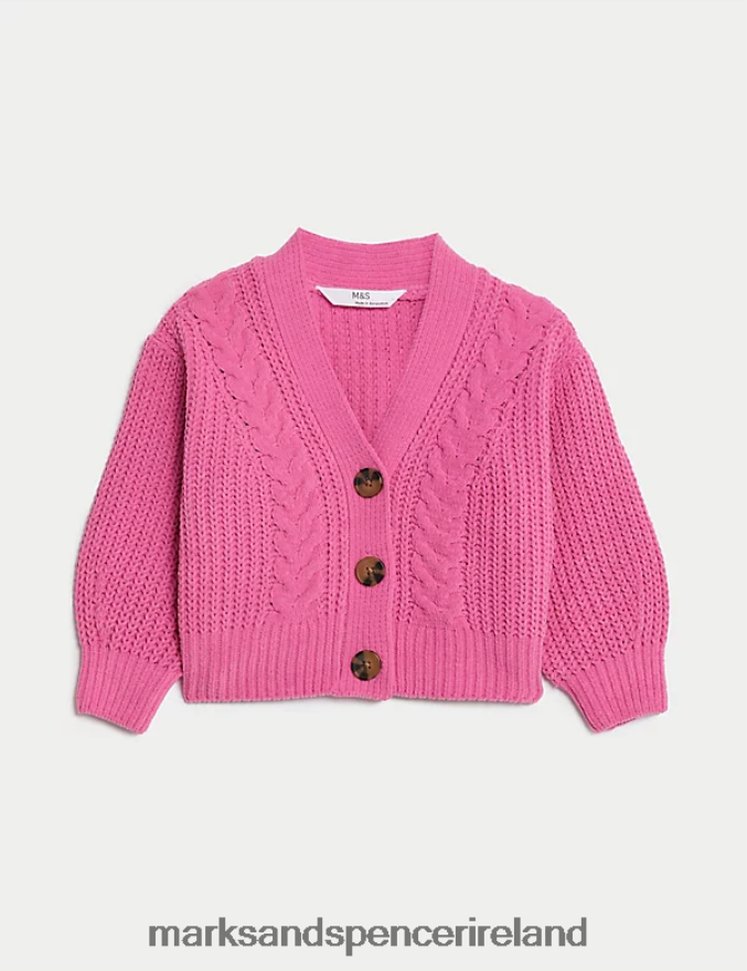 Marks & Spencer Kids Knitted Cardigan Pink Clothing 2VJ8DF8838
