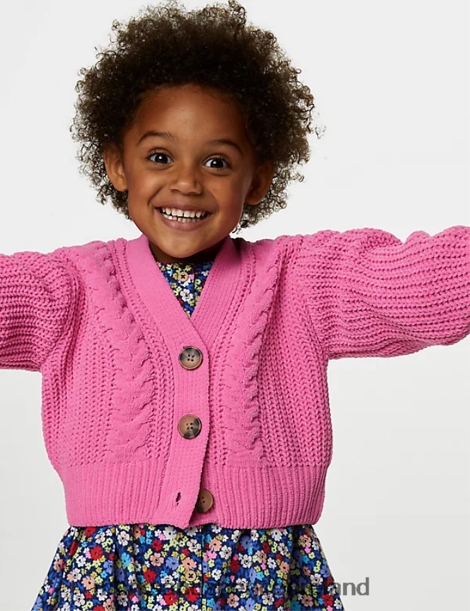 Marks & Spencer Kids Knitted Cardigan Pink Clothing 2VJ8DF8838