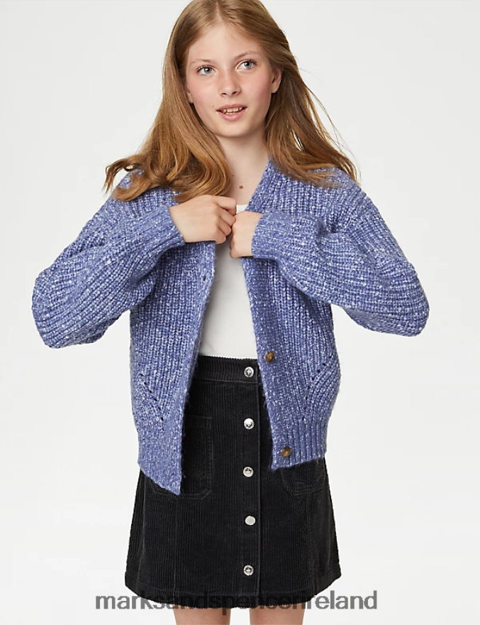Marks & Spencer Kids Plain Cardigan Blue Clothing 2VJ8DF8794