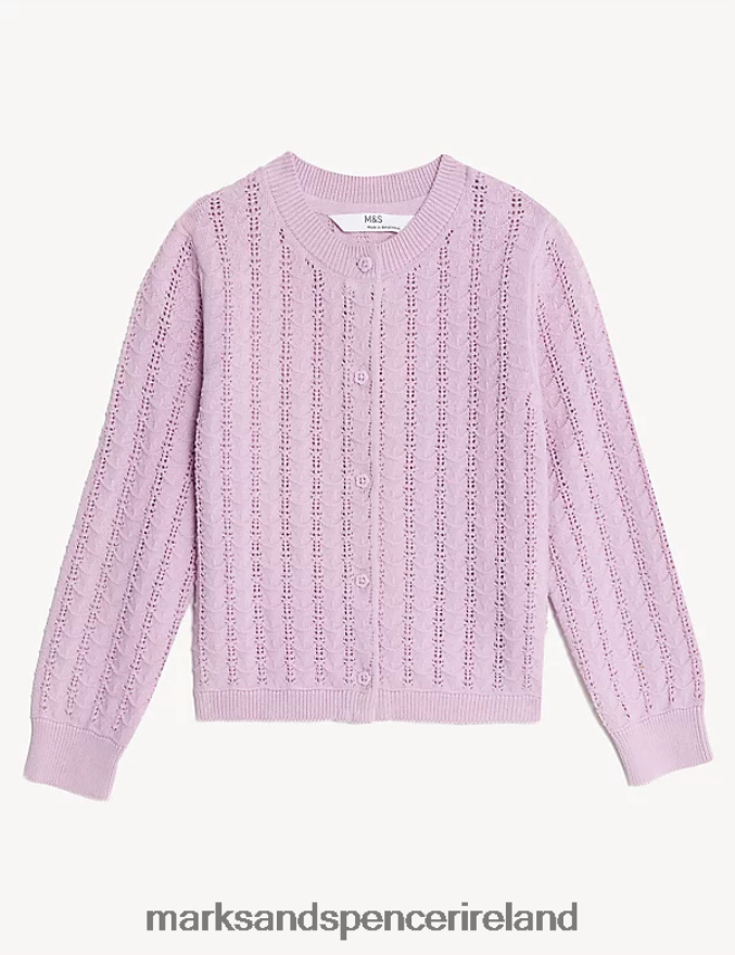Marks & Spencer Kids Pure Cotton Cardigan Pink Clothing 2VJ8DF9513