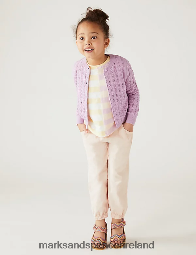 Marks & Spencer Kids Pure Cotton Cardigan Pink Clothing 2VJ8DF9513