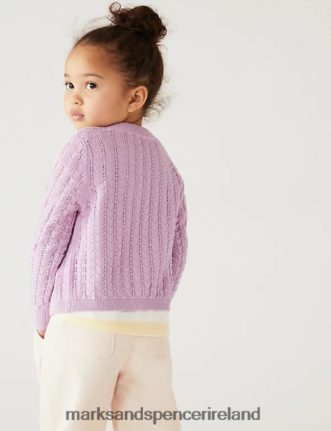 Marks & Spencer Kids Pure Cotton Cardigan Pink Clothing 2VJ8DF9513