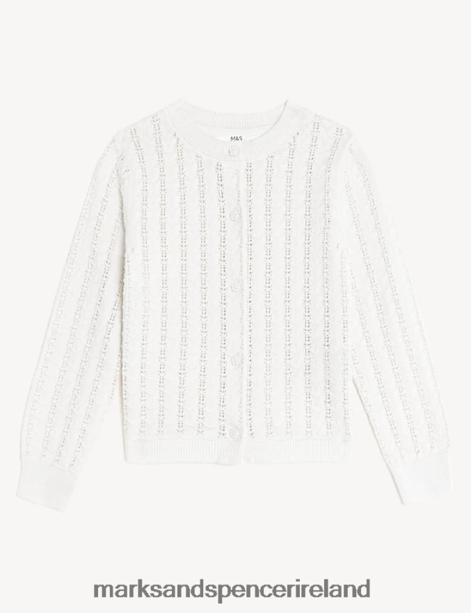 Marks & Spencer Kids Pure Cotton Cardigan White Clothing 2VJ8DF9244