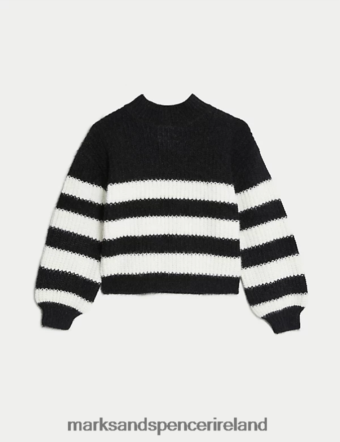 Marks & Spencer Kids Striped Jumper Black Mix Clothing 2VJ8DF9635