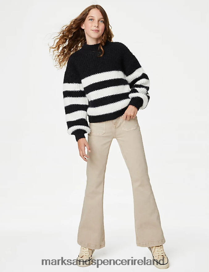 Marks & Spencer Kids Striped Jumper Black Mix Clothing 2VJ8DF9635
