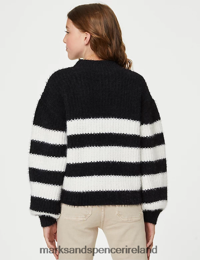 Marks & Spencer Kids Striped Jumper Black Mix Clothing 2VJ8DF9635