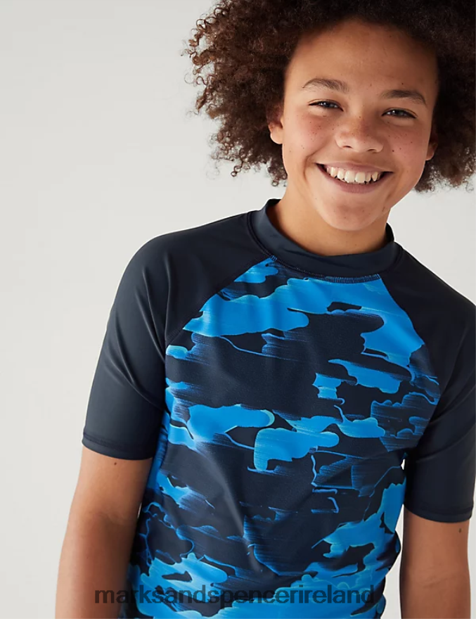 Marks & Spencer Kids Camouflage Rash Vest Blue Mix Clothing 2VJ8DF8748