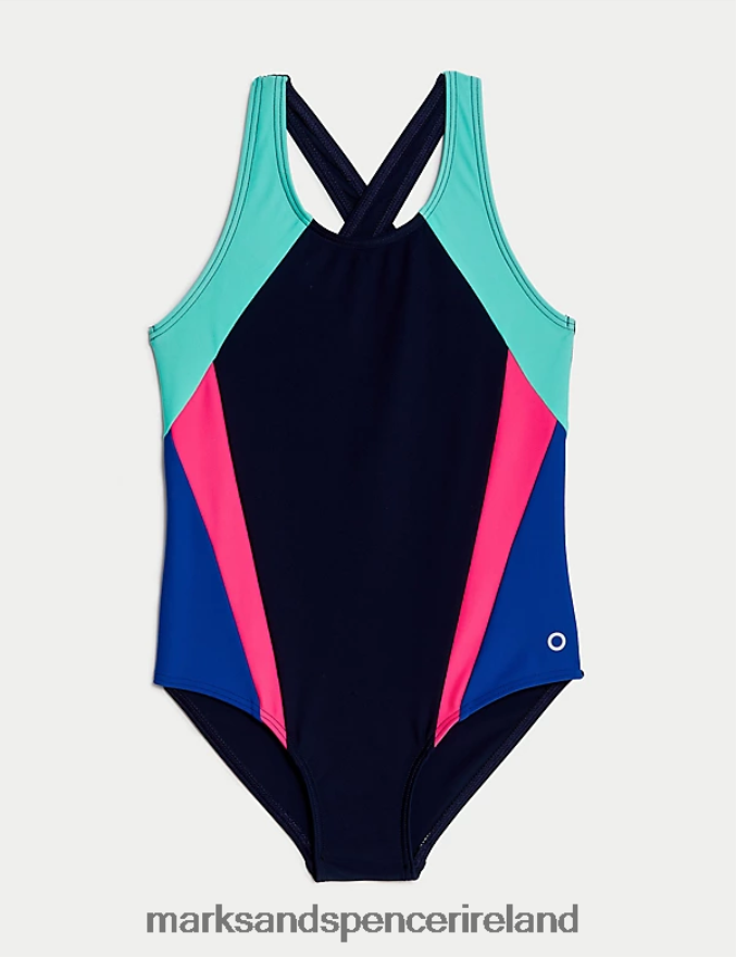 Marks & Spencer Kids Colour Block Swimsuit Navy Mix Clothing 2VJ8DF9602