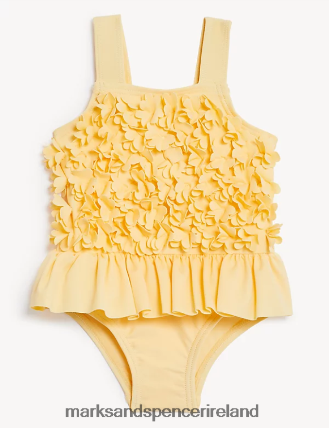 Marks & Spencer Kids Floral Ruffle Swimsuit Yellow Clothing 2VJ8DF7961