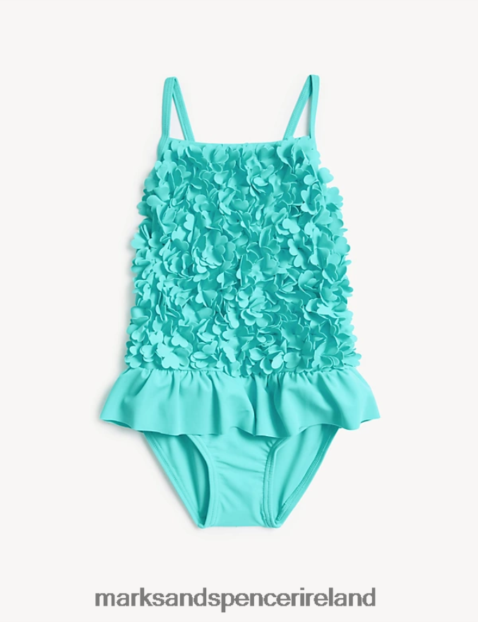 Marks & Spencer Kids Floral Swimsuit Aqua Clothing 2VJ8DF9710