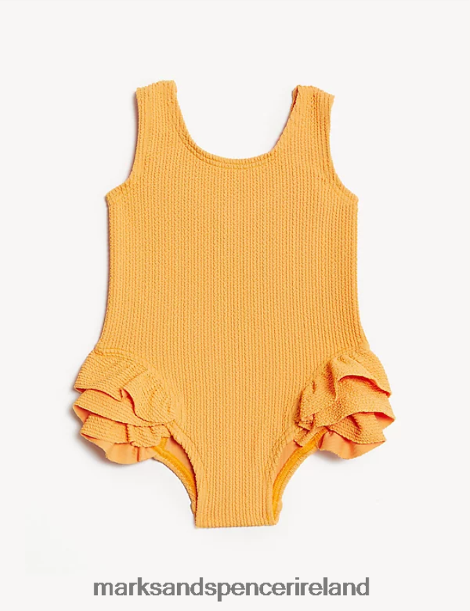 Marks & Spencer Kids Frill Textured Swimsuit Clementine Clothing 2VJ8DF7759
