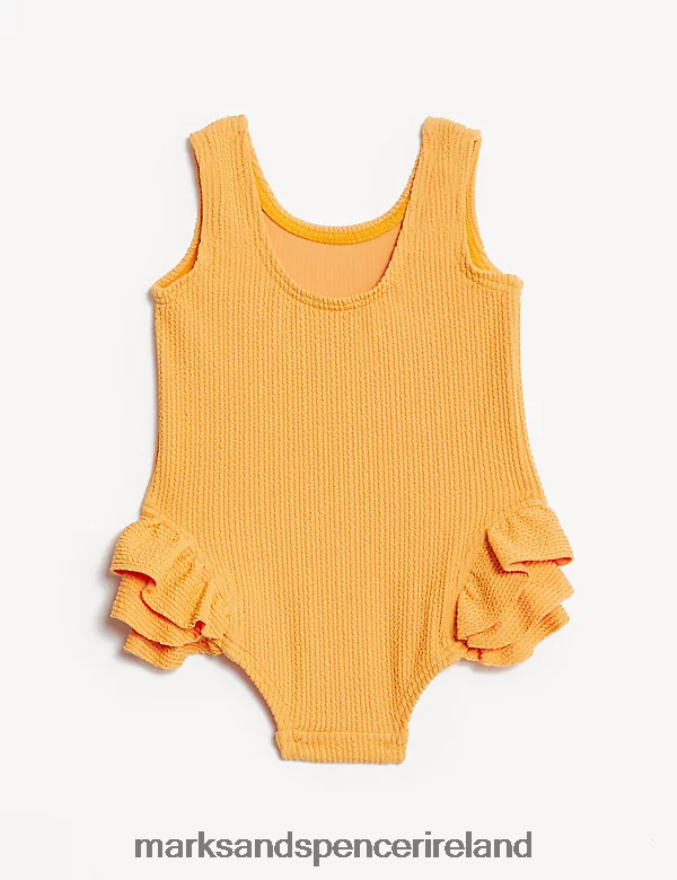 Marks & Spencer Kids Frill Textured Swimsuit Clementine Clothing 2VJ8DF7759