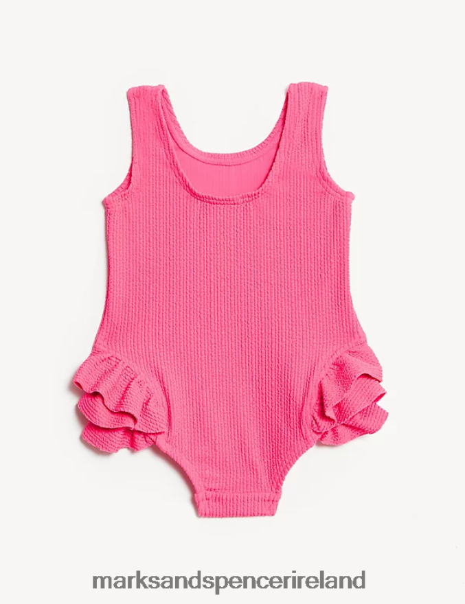 Marks & Spencer Kids Frill Textured Swimsuit Pink Clothing 2VJ8DF7979