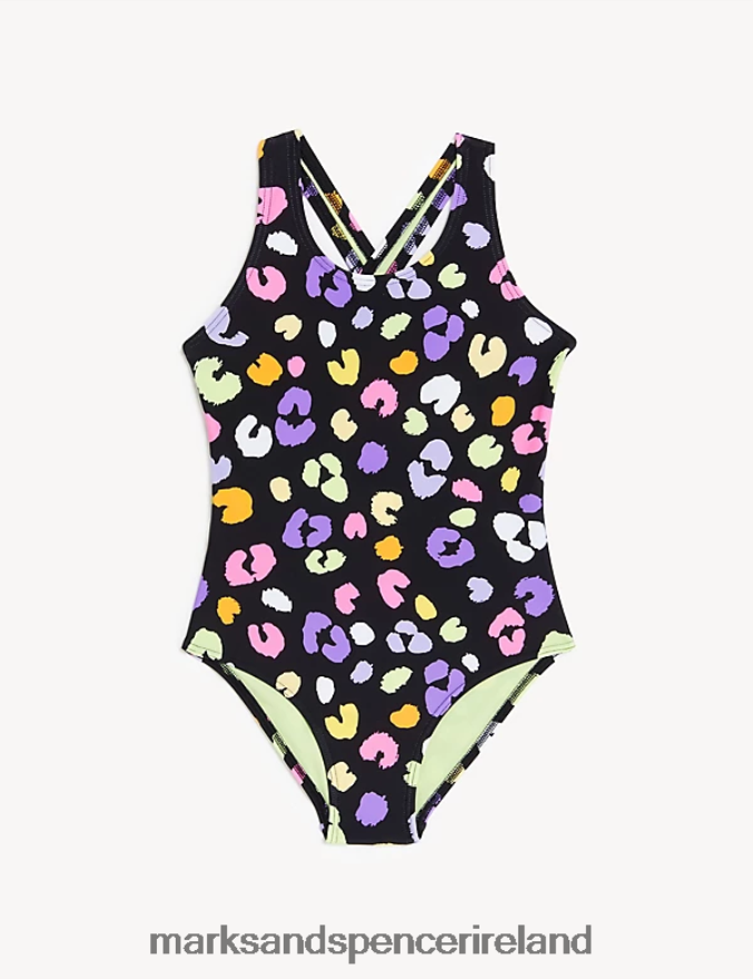 Marks & Spencer Kids Leopard Print Swimsuit Black Mix Clothing 2VJ8DF9768