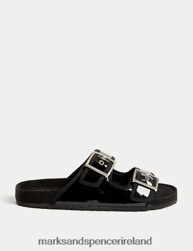 Marks & Spencer Kids Patent Footbeds Sandals Black Clothing 2VJ8DF9565