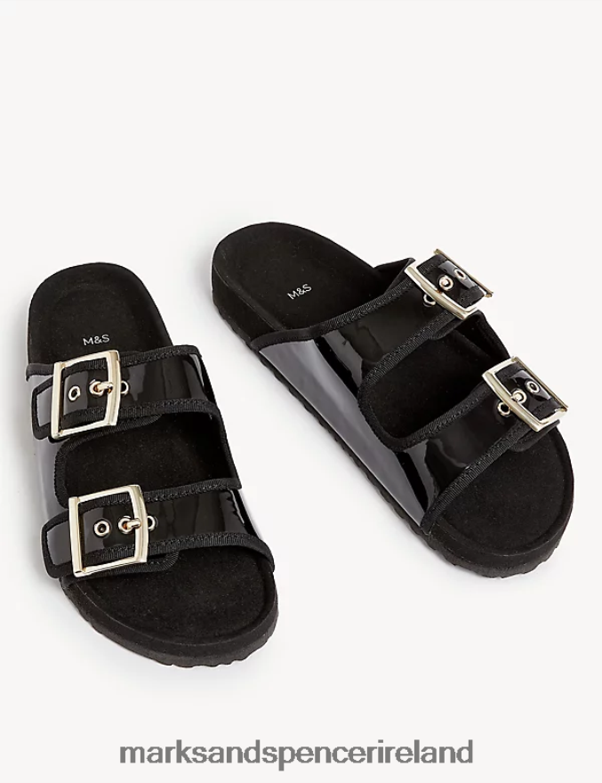 Marks & Spencer Kids Patent Footbeds Sandals Black Clothing 2VJ8DF9565