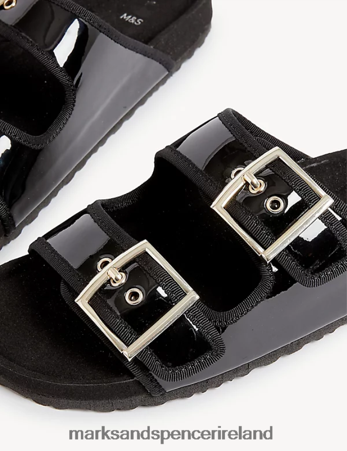 Marks & Spencer Kids Patent Footbeds Sandals Black Clothing 2VJ8DF9565
