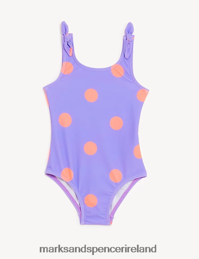 Marks & Spencer Kids Polka Dot Swimsuit Purple Mix Clothing 2VJ8DF9569