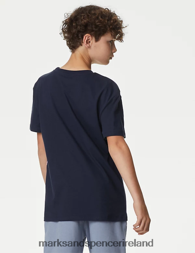 Marks & Spencer Kids 2pk Pure Cotton Gamer T-Shirts Navy Mix Clothing 2VJ8DF7847