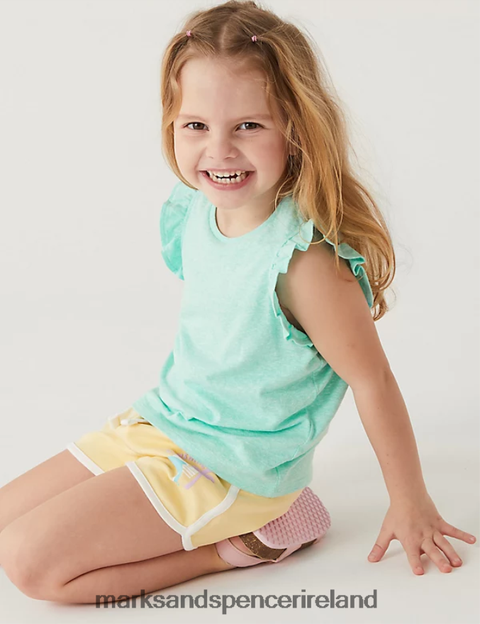 Marks & Spencer Kids Cotton Blend T-Shirt Aqua Clothing 2VJ8DF9440