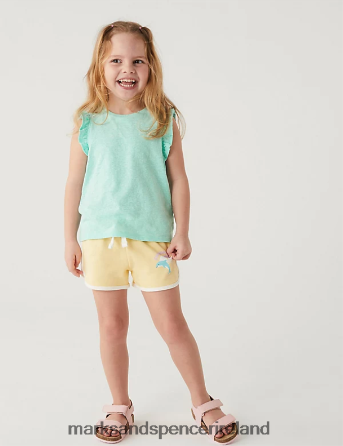 Marks & Spencer Kids Cotton Blend T-Shirt Aqua Clothing 2VJ8DF9440