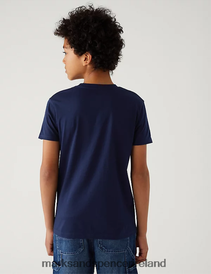 Marks & Spencer Kids Pure Cotton Game Console T-Shirt Navy Clothing 2VJ8DF8284