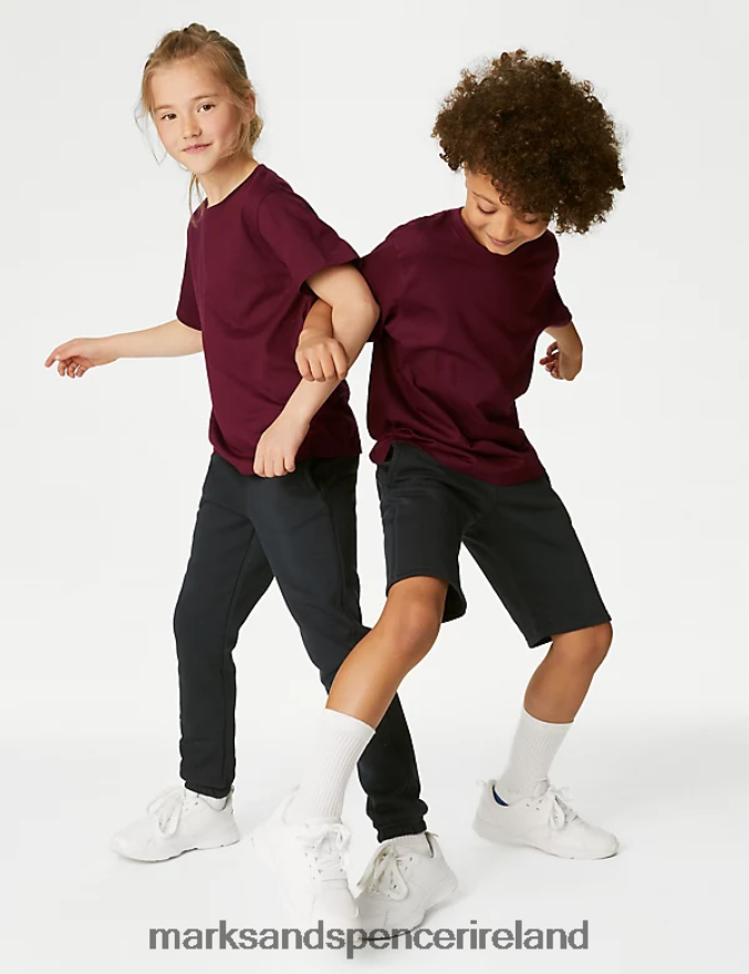 Marks & Spencer Kids Pure Cotton T-Shirt Burgundy Clothing 2VJ8DF8782