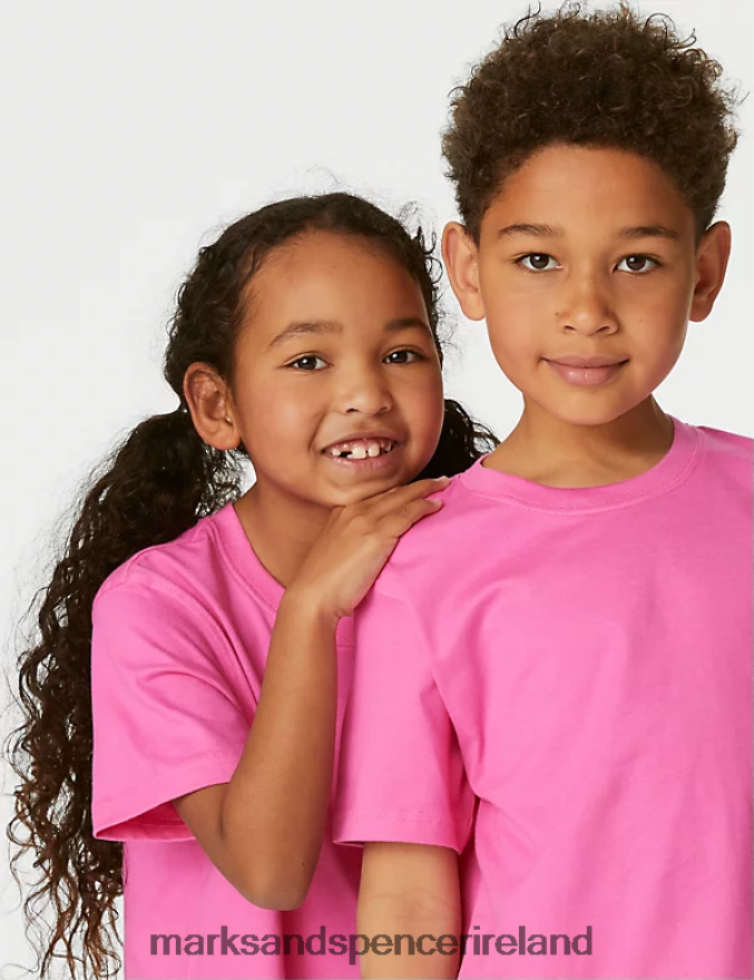 Marks & Spencer Kids Pure Cotton T-Shirt Pink Clothing 2VJ8DF8784