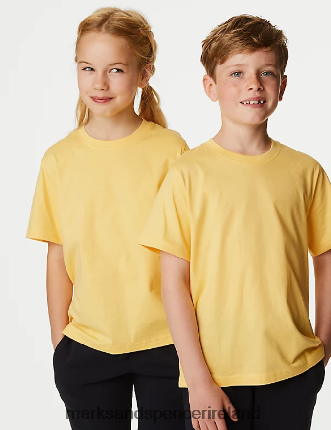 Marks & Spencer Kids Pure Cotton T-Shirt Yellow Clothing 2VJ8DF8518