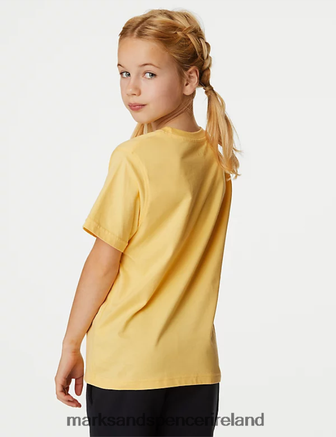Marks & Spencer Kids Pure Cotton T-Shirt Yellow Clothing 2VJ8DF8518