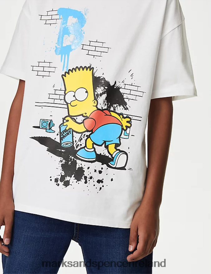 Marks & Spencer Kids Pure Cotton The Simpsons T-Shirt White Clothing 2VJ8DF8320