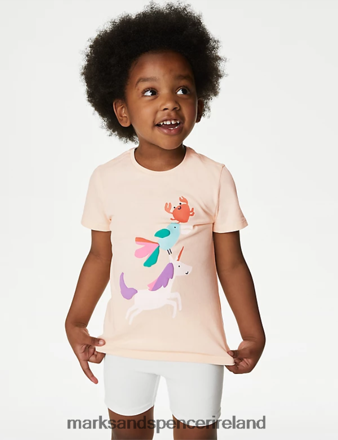 Marks & Spencer Kids Pure Cotton Unicorn T-Shirt Pink Clothing 2VJ8DF9864