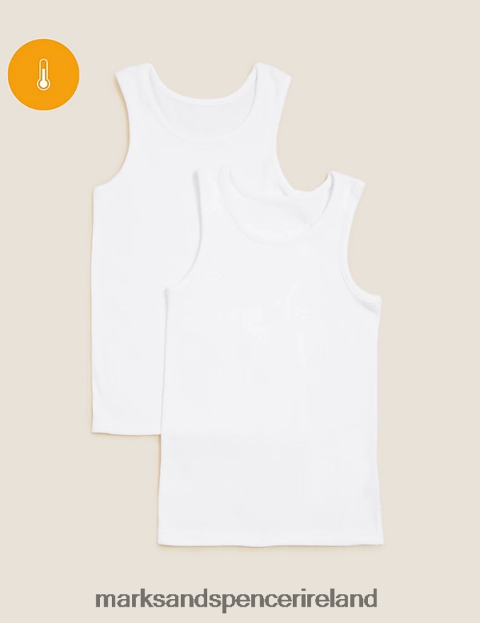 Marks & Spencer Kids 2pk Thermal Vests White Clothing 2VJ8DF8421