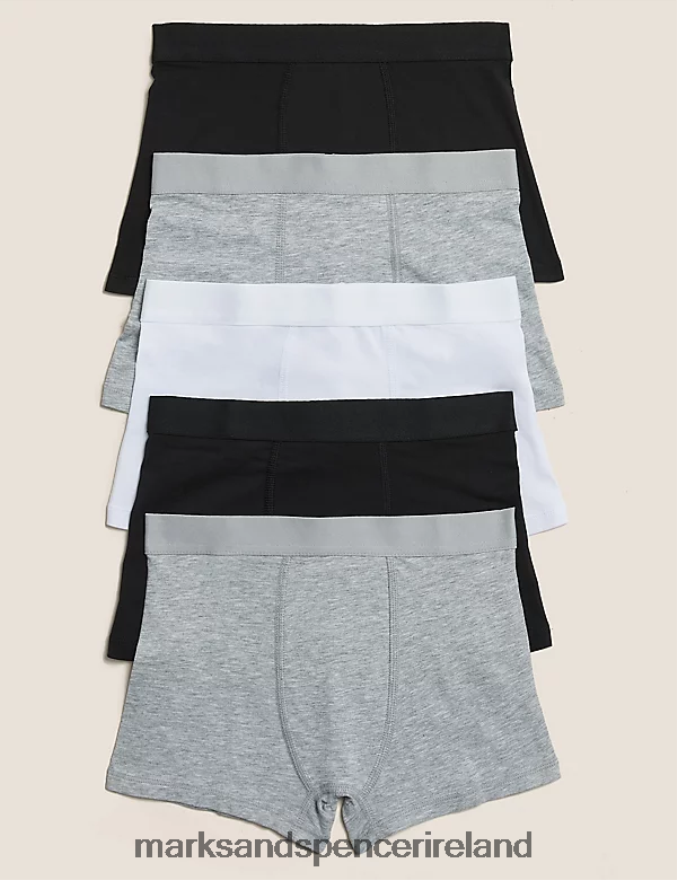 Marks & Spencer Kids 5pk Cotton Rich Trunks Black Clothing 2VJ8DF8353