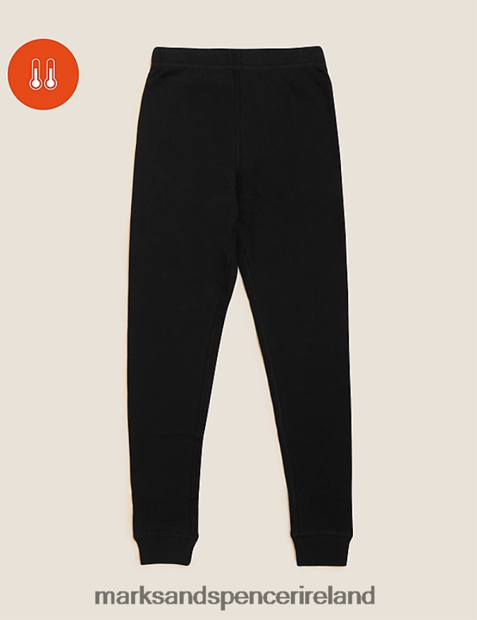 Marks & Spencer Kids Thermal Cotton Blend Leggings Black Clothing 2VJ8DF9900