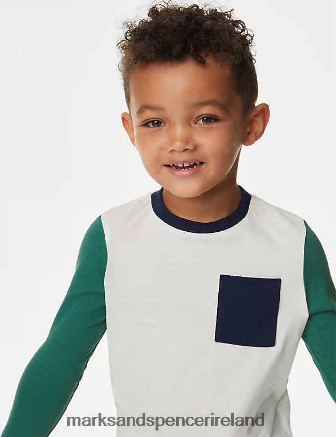 Marks & Spencer Kids 2pk Cotton Rich Colourblock Tops Multi Clothing 2VJ8DF7842