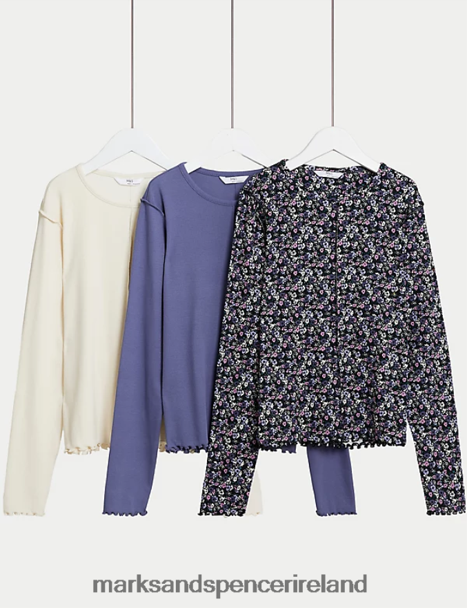 Marks & Spencer Kids 3pk Cotton Rich Tops Multi Clothing 2VJ8DF9018