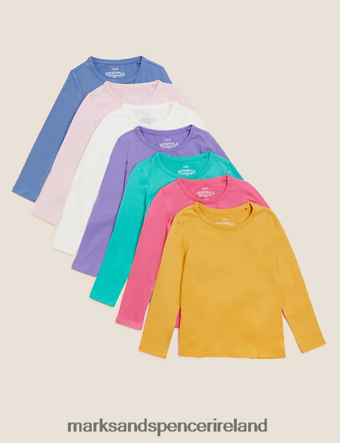Marks & Spencer Kids 7pk Pure Cotton Tops Multi Clothing 2VJ8DF9853